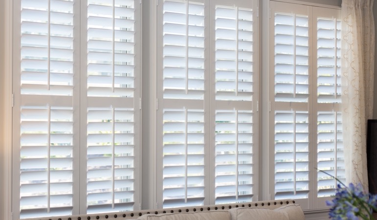 Faux wood plantation shutters in Houston